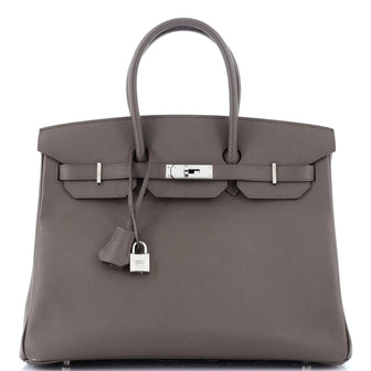 Hermes Birkin Handbag Grey Epsom with Palladium Hardware 35
