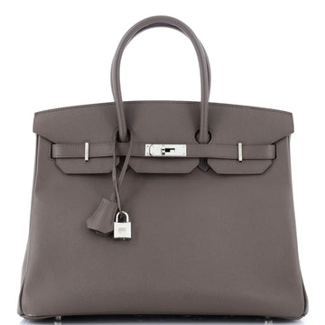 Hermes Birkin Handbag Grey Epsom with Palladium Hardware 35
