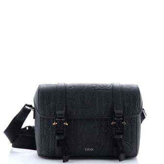 Christian Dior Hit The Road Buckle Messenger Bag Maxi Oblique Embossed Leather