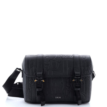 Christian Dior Hit The Road Buckle Messenger Bag Maxi Oblique Embossed Leather