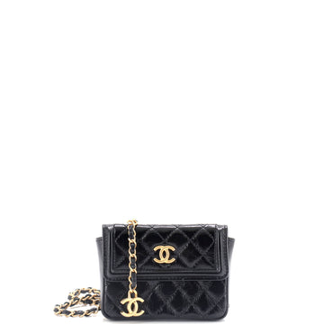 Chanel CC Flap Chain Belt Bag Quilted Shiny Aged Calfskin