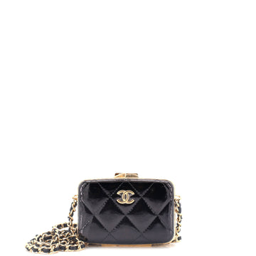 Chanel Framed Box Clutch with Chain Quilted Patent Mini