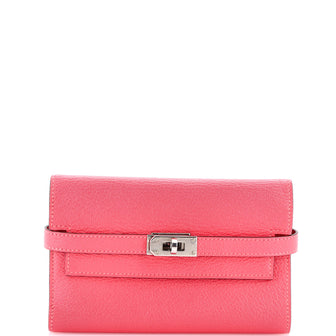 Hermes Kelly Trifold Wallet Chevre Mysore Medium