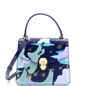 Bvlgari Sunwoo Kim Serpenti Forever Top Handle Bag Sequin Embellished Printed Leather Small