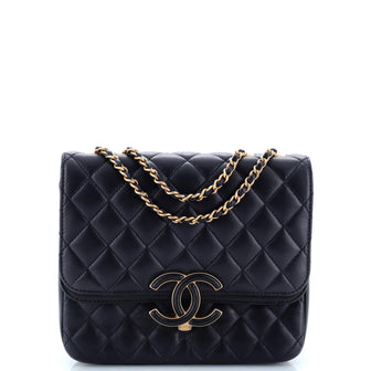 Chanel CC Chic Double Flap Bag Quilted Lambskin North South