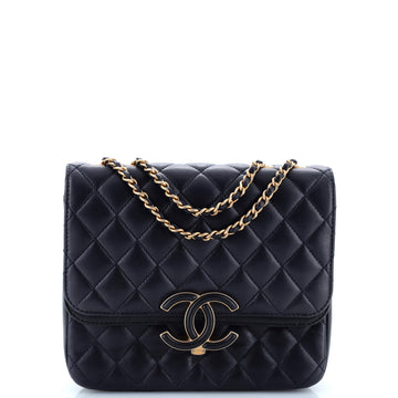 Chanel CC Chic Double Flap Bag Quilted Lambskin North South