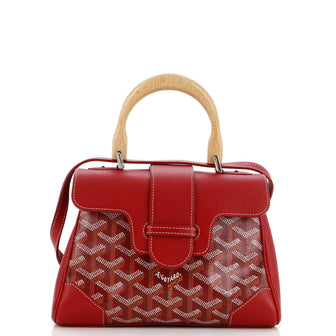 Goyard Saigon Top Handle Bag Coated Canvas with Leather Mini