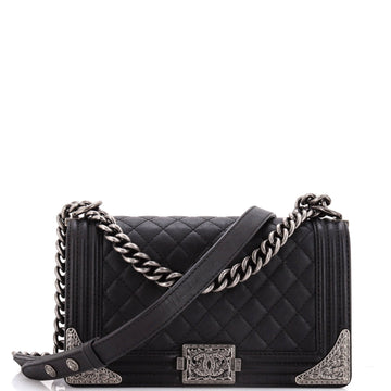 Chanel Paris-Dallas Boy Flap Bag Quilted Calfskin with Metal Adornments Old Medium