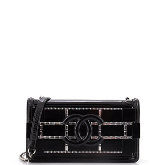 Chanel Boy Brick Flap Bag Patent with Crystal Inlaid Plexiglass Horizontal