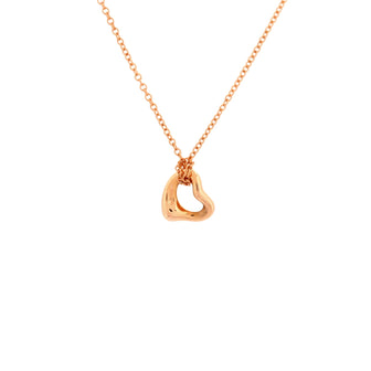 Tiffany & Co. Elsa Peretti Open Heart Pendant Necklace 18K Rose Gold 7mm