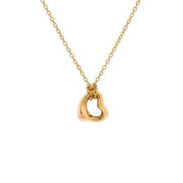 Tiffany & Co. Elsa Peretti Open Heart Pendant Necklace 18K Yellow Gold 7mm