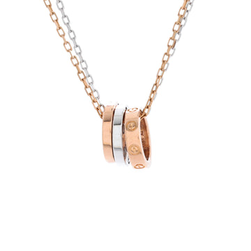 Cartier Love 3 Ring Pendant Necklace 18K Rose Gold and 18K White Gold with 6 Diamonds
