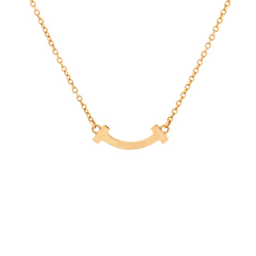 Tiffany & Co. T Smile Pendant Necklace 18K Rose Gold Mini
