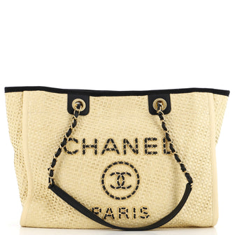 Chanel Deauville Tote Straw with Chain Detail Small