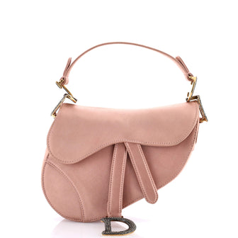 Christian Dior Saddle Handbag Satin with Crystals Mini