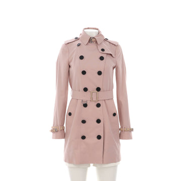 Burberry Women's Double Breasted Belted Mid-Length Trench Coat Cotton