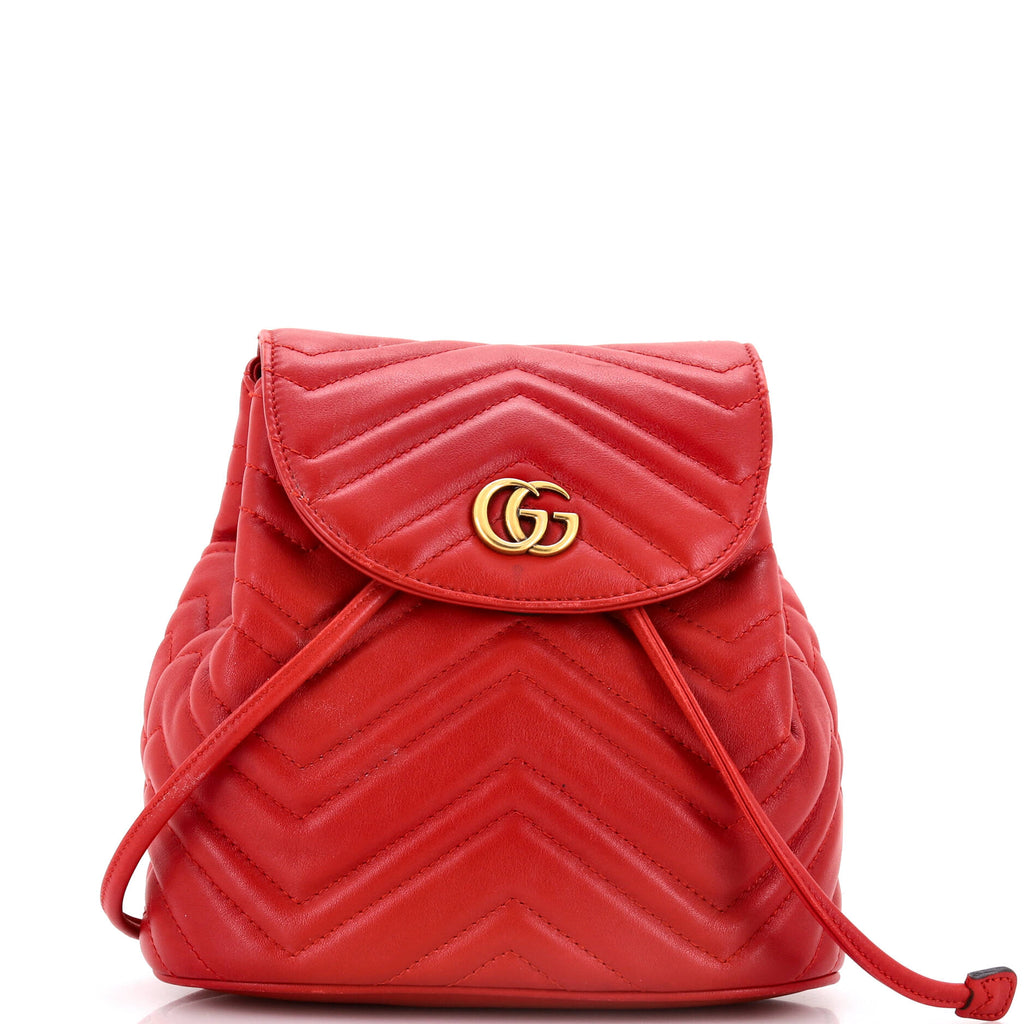 Gucci GG Marmont Drawstring Backpack Matelasse Leather Mini  display picture 1