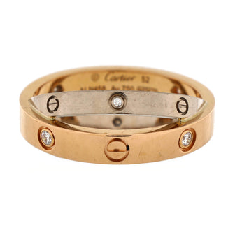 Cartier Love 6 Diamonds Double Ring 18K Rose Gold and 18K White Gold with Diamonds