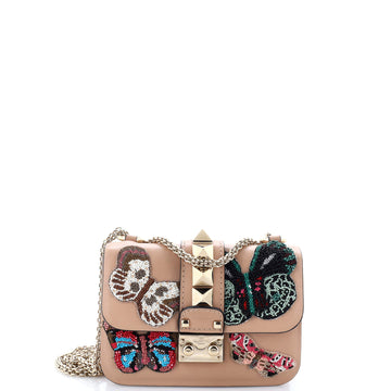Valentino Garavani Glam Lock Shoulder Bag Embellished Leather Mini