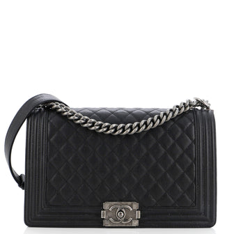 Chanel Boy Flap Bag Quilted Caviar New Medium
