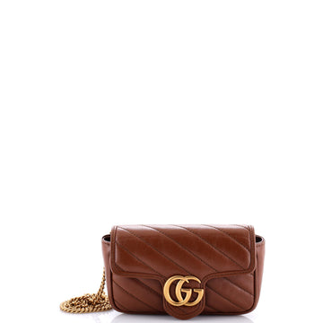 Gucci GG Marmont Flap Bag Diagonal Quilted Leather Super Mini