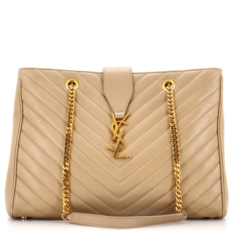 Saint Laurent Classic Monogram Shopper Matelasse Chevron Leather Large