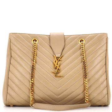 Saint Laurent Classic Monogram Shopper Matelasse Chevron Leather Large