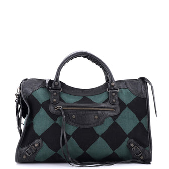 Balenciaga City Classic Studs Bag Printed Canvas and Leather Medium