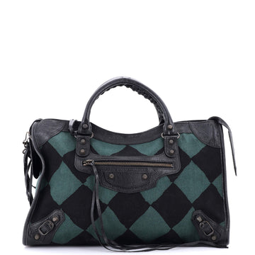 Balenciaga City Classic Studs Bag Printed Canvas and Leather Medium