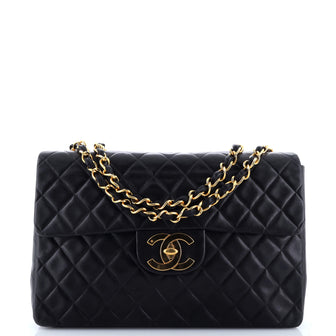 Chanel Vintage Classic Single Flap Bag Quilted Lambskin Maxi