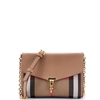 Burberry Macken Crossbody Bag Leather and House Check Canvas Small