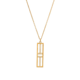 Tiffany & Co. T Open Vertical Diamond Bar Pendant Necklace 18K Yellow Gold with Diamonds