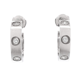 Cartier Love 6 Diamonds Hoop Earrings 18K White Gold with Diamonds 5.5mm