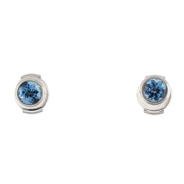 Tiffany & Co. Color By The Yard Stud Earrings Platinum with Aquamarine 6mm