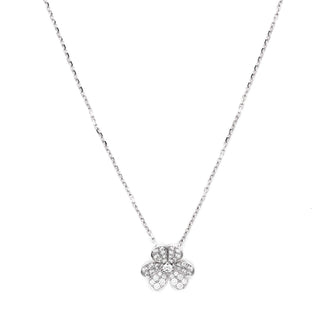 Van Cleef & Arpels Frivole Pendant Necklace 18K White Gold with Pave Diamonds Small