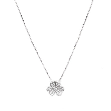 Van Cleef & Arpels Frivole Pendant Necklace 18K White Gold with Pave Diamonds Small