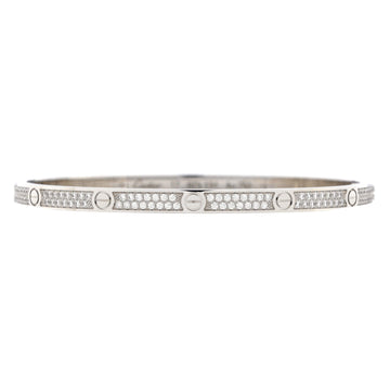 Cartier Love Bracelet 18K White Gold with Pave Diamonds Small
