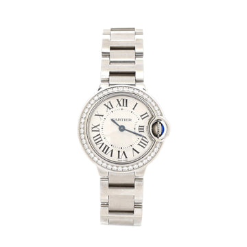 Cartier Ballon Bleu de Cartier Quartz Watch Stainless Steel with Diamond Bezel 28