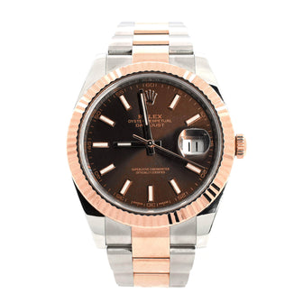 Oyster Perpetual Datejust Chocolate Brown Automatic Watch Stainless Steel and Rose Gold 41