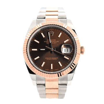 Oyster Perpetual Datejust Chocolate Brown Automatic Watch Stainless Steel and Rose Gold 41
