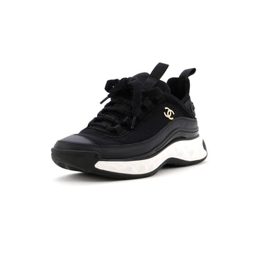 Chanel Women's CC Cap Toe Logo Sneakers Mixed Fibers