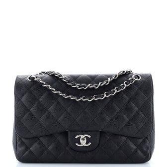 Chanel Classic Double Flap Bag Quilted Caviar Jumbo