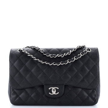 Chanel Classic Double Flap Bag Quilted Caviar Jumbo