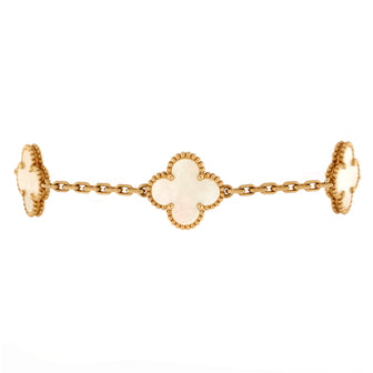 Van Cleef & Arpels Vintage Alhambra 5 Motifs Bracelet 18K Yellow Gold and Mother of Pearl