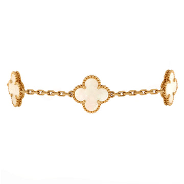 Van Cleef & Arpels Vintage Alhambra 5 Motifs Bracelet 18K Yellow Gold and Mother of Pearl