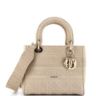 Christian Dior Lady D-Lite Bag Cannage Embroidered Canvas Medium