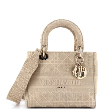 Christian Dior Lady D-Lite Bag Cannage Embroidered Canvas Medium