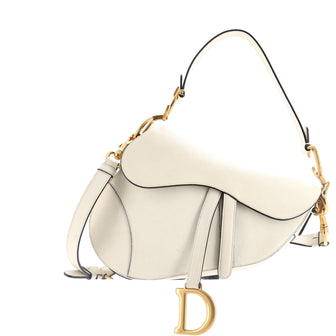 Christian Dior Saddle Handbag with Strap Leather Medium