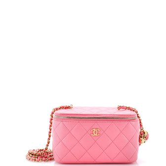 Chanel Pearl Crush Vanity Case with Chain Quilted Lambskin Small