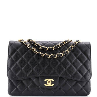 Chanel Classic Single Flap Bag Quilted Caviar Jumbo